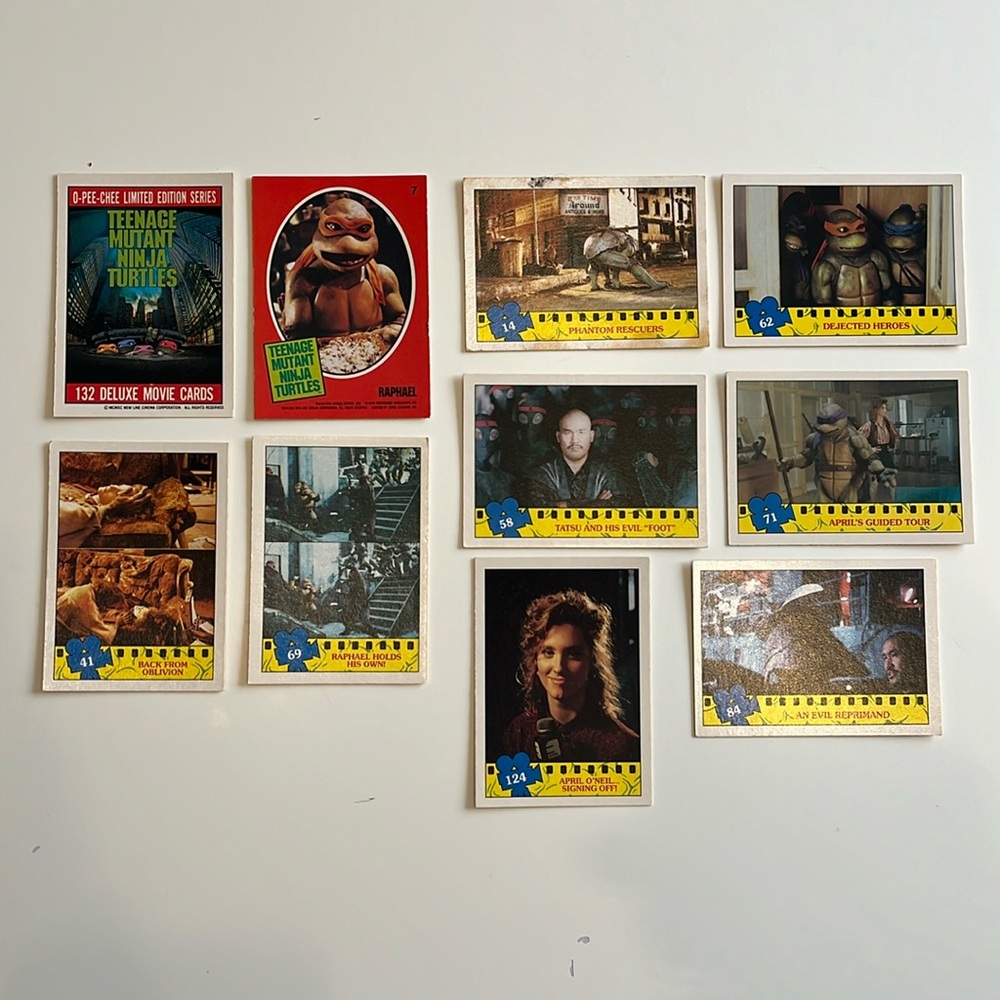 Lot of 10 TEENAGE MUTANT NINJA TURTLES MOVIE CARDS O-PEE-CHEE Limited Edition